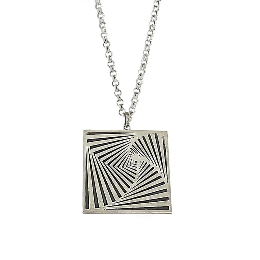 Silver square pendant hanging