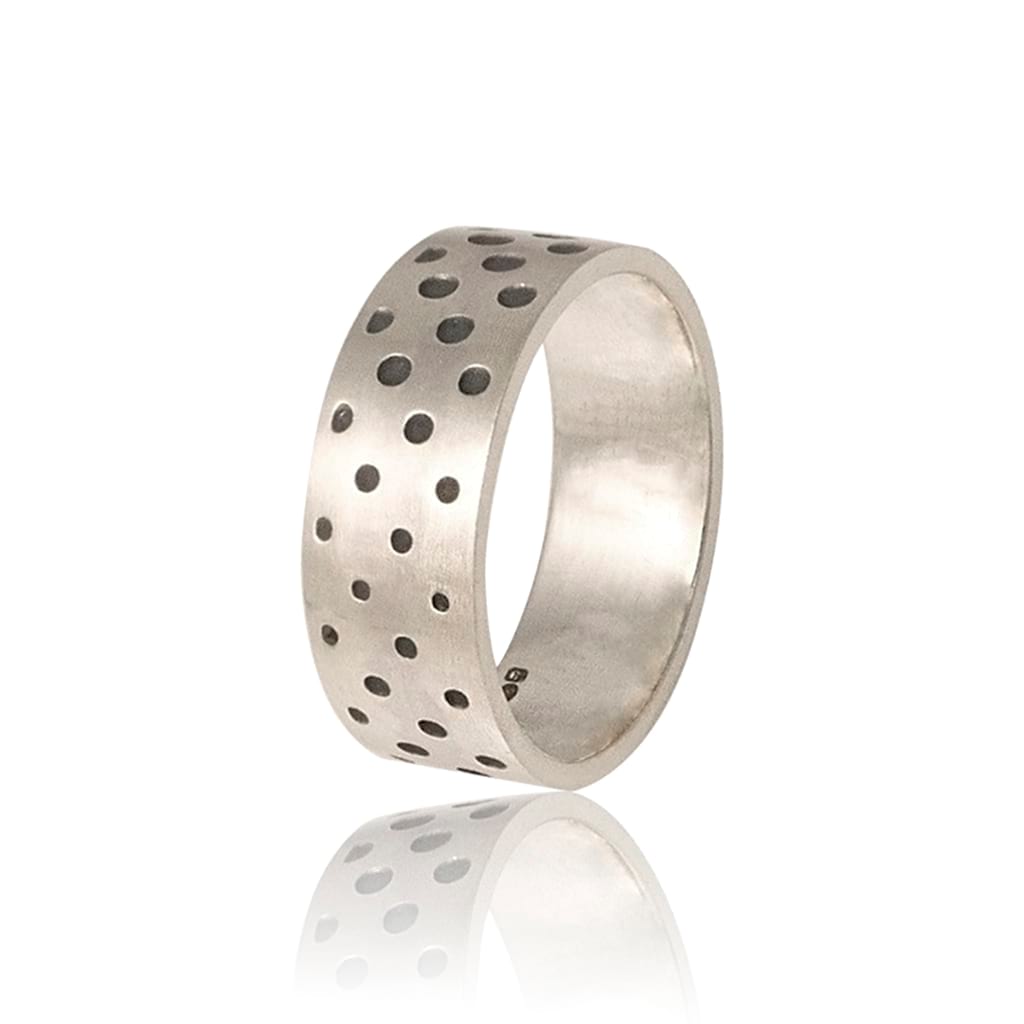 unisex dots silver ring lateral