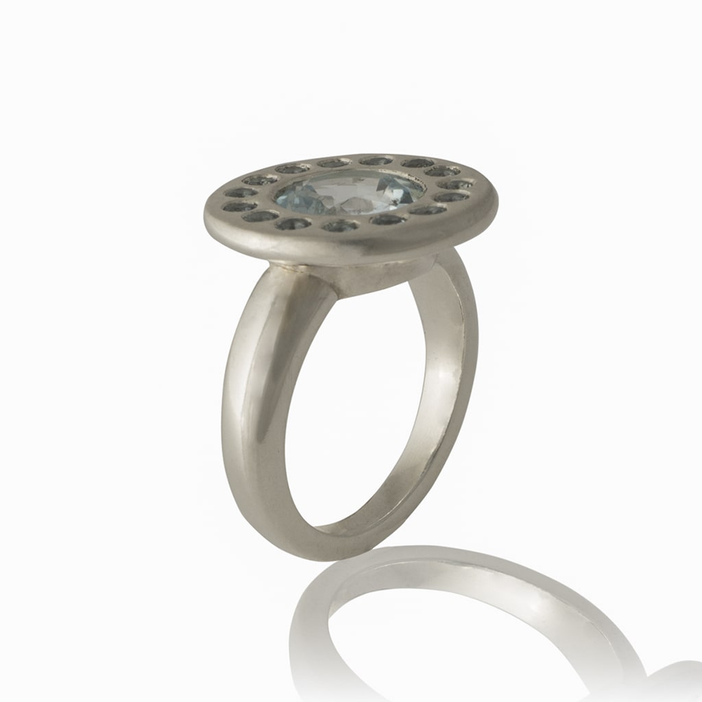 Halo Ring Topaz & Aquamarine