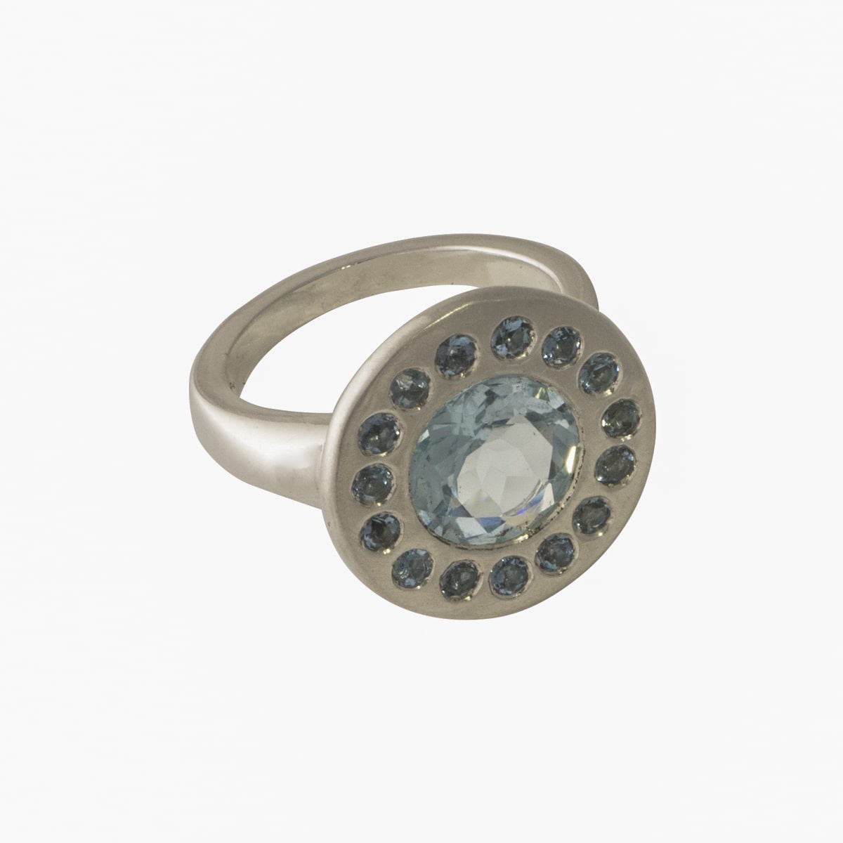 Halo Ring Topaz & Aquamarine