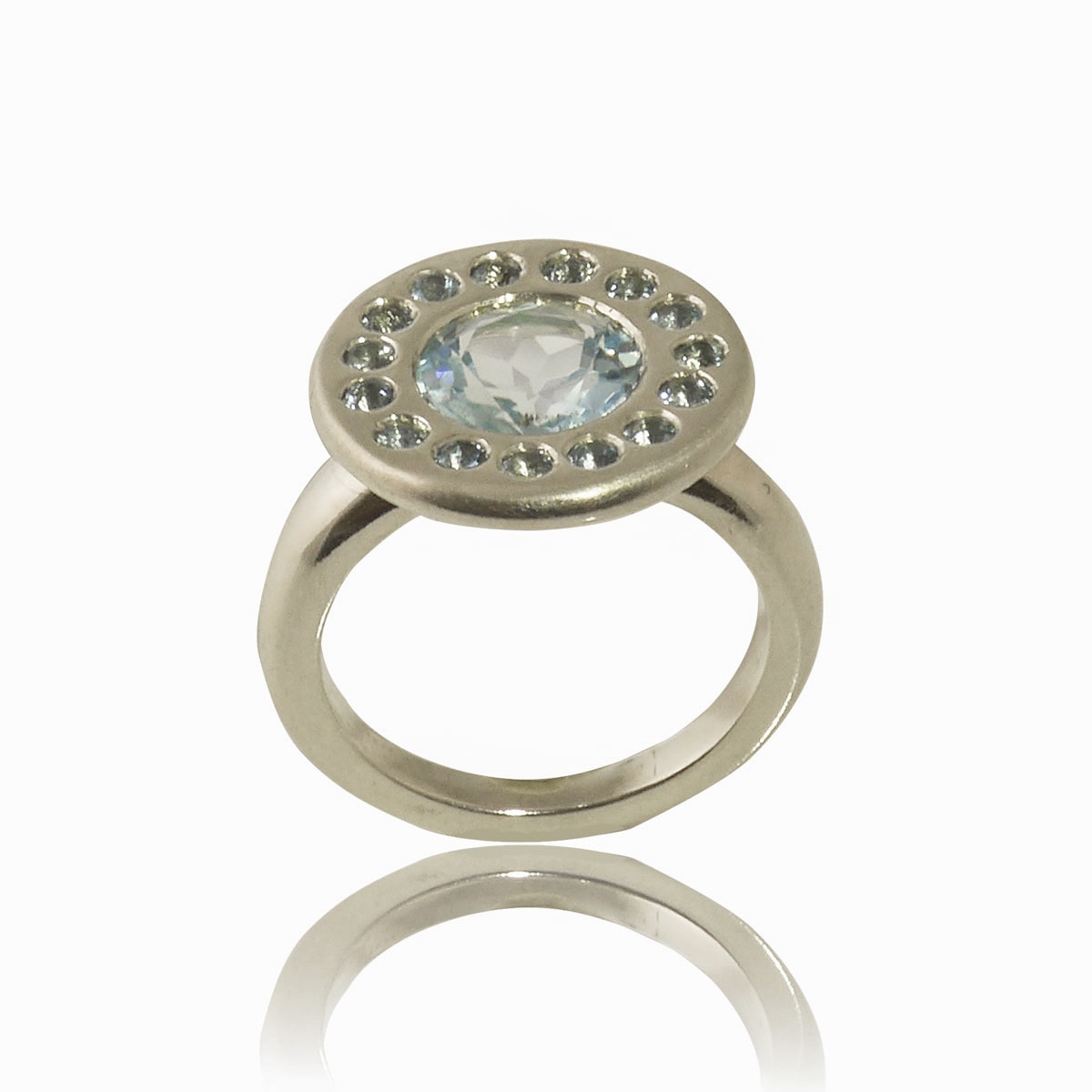 Halo Ring Topaz & Aquamarine