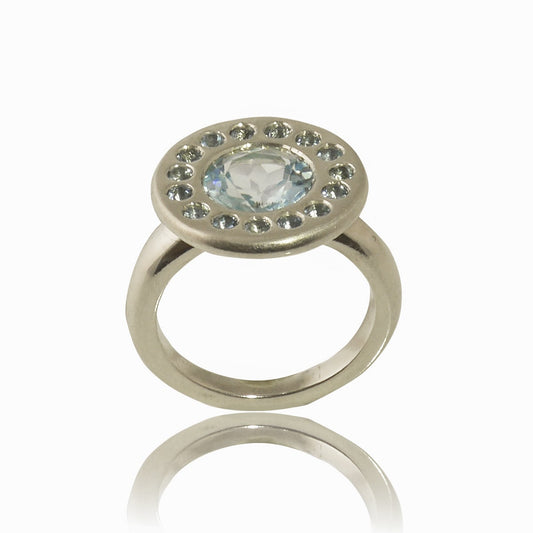 Halo Ring Topaz & Aquamarine