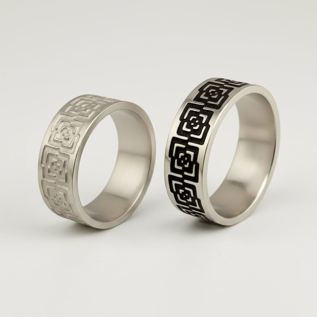 Two Unisex Geometric Design Ring