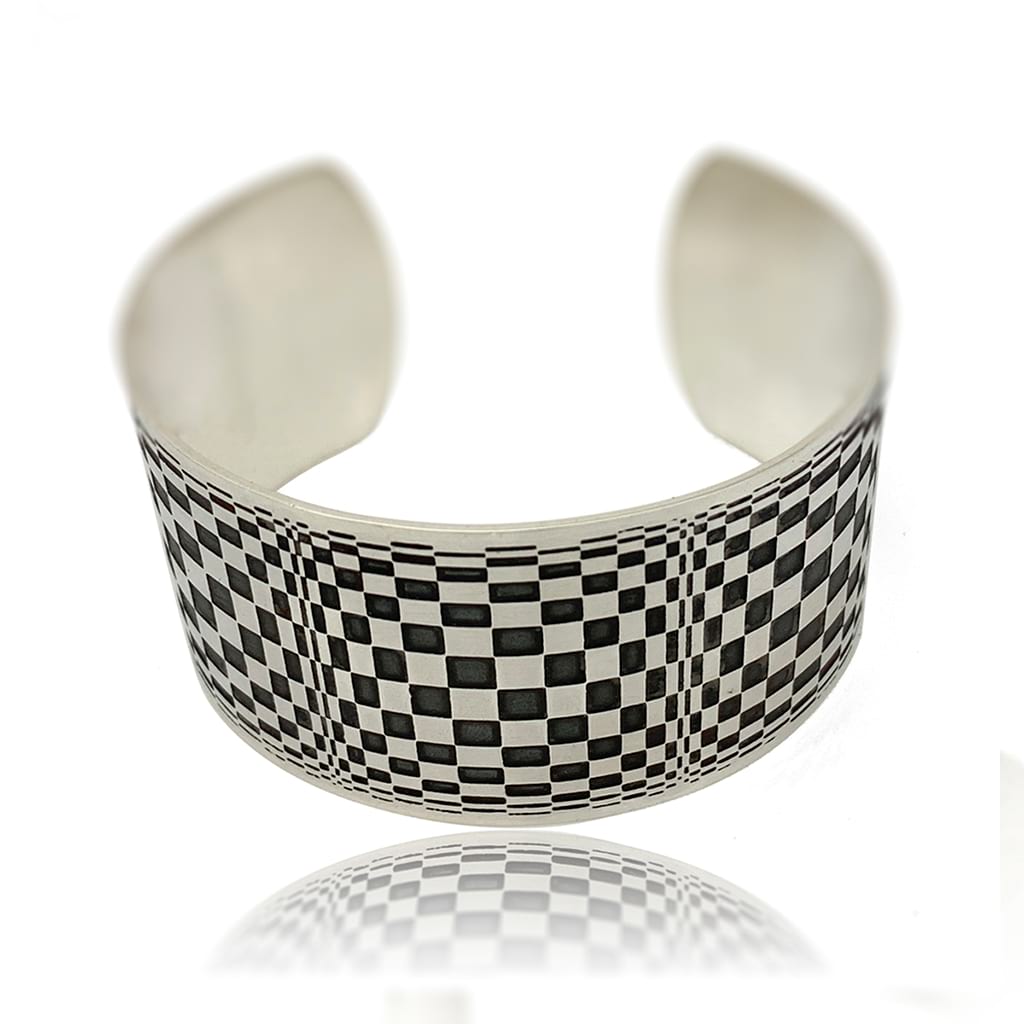 Handmade Silver Optical Illusion Cuff