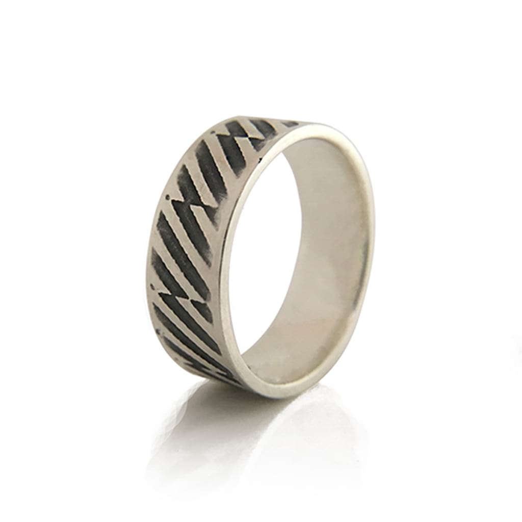 Unisex- 925-Sterling Silver-Oxidised-Ring