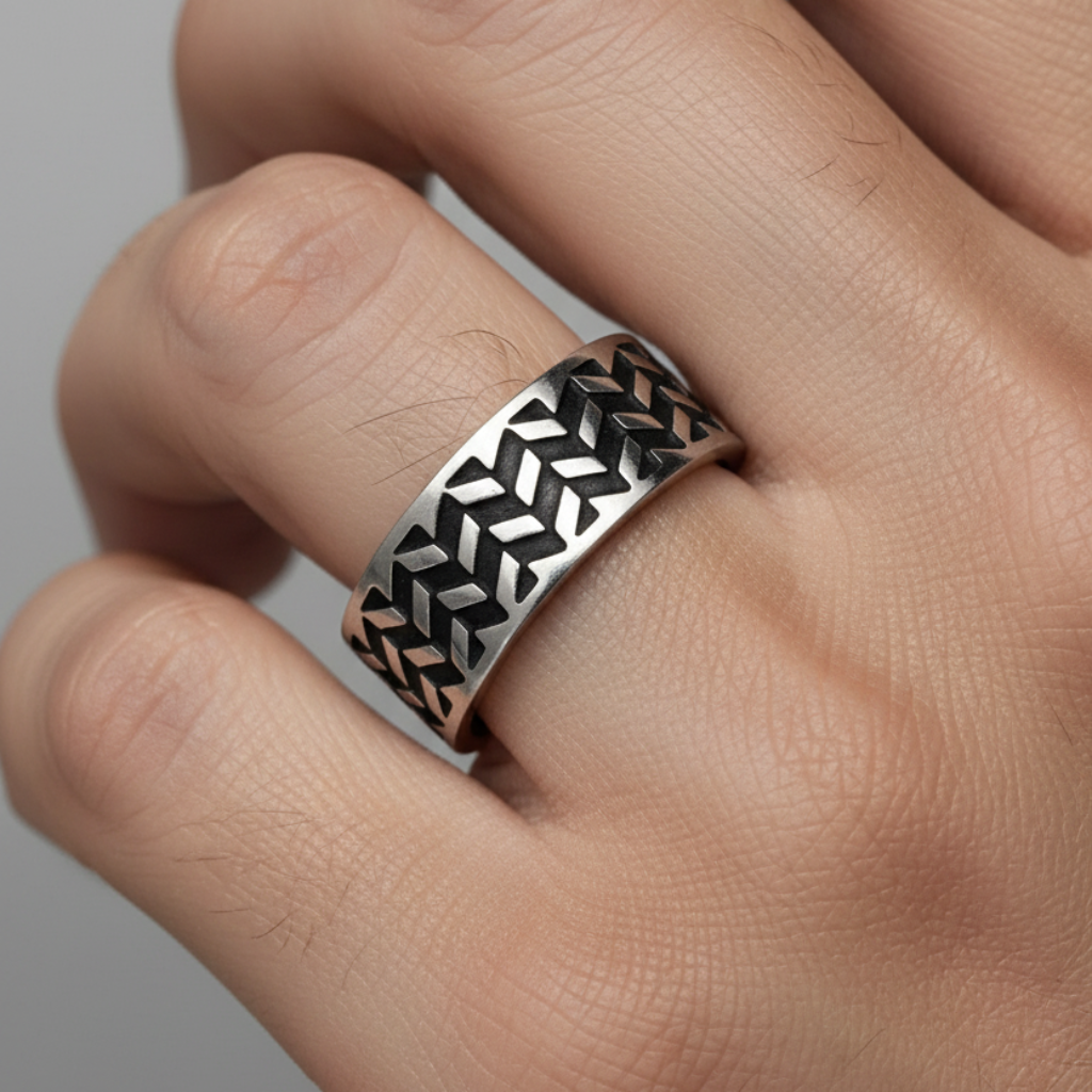 Bague en argent abstrait