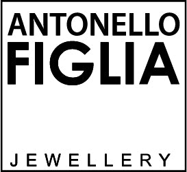 Square logo Antonello Figlia and jewellery in the bottom with black text on white background