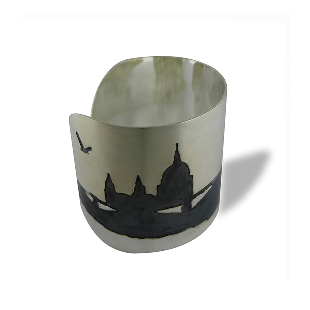 Wide Silver Cuff with Saint Paul Cathedral