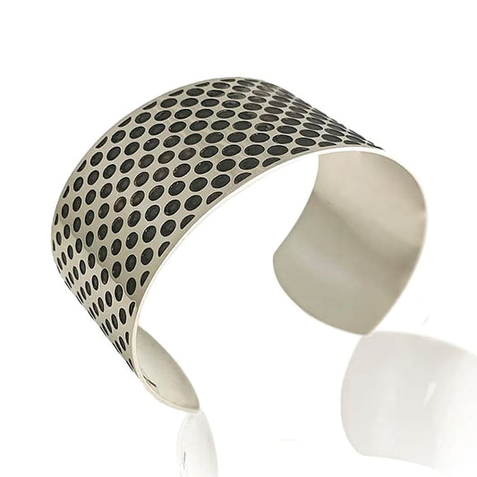 oxidised cuff bracelet dotted design reverse view