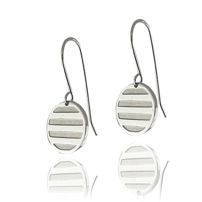 Striped hook earrings on a white background