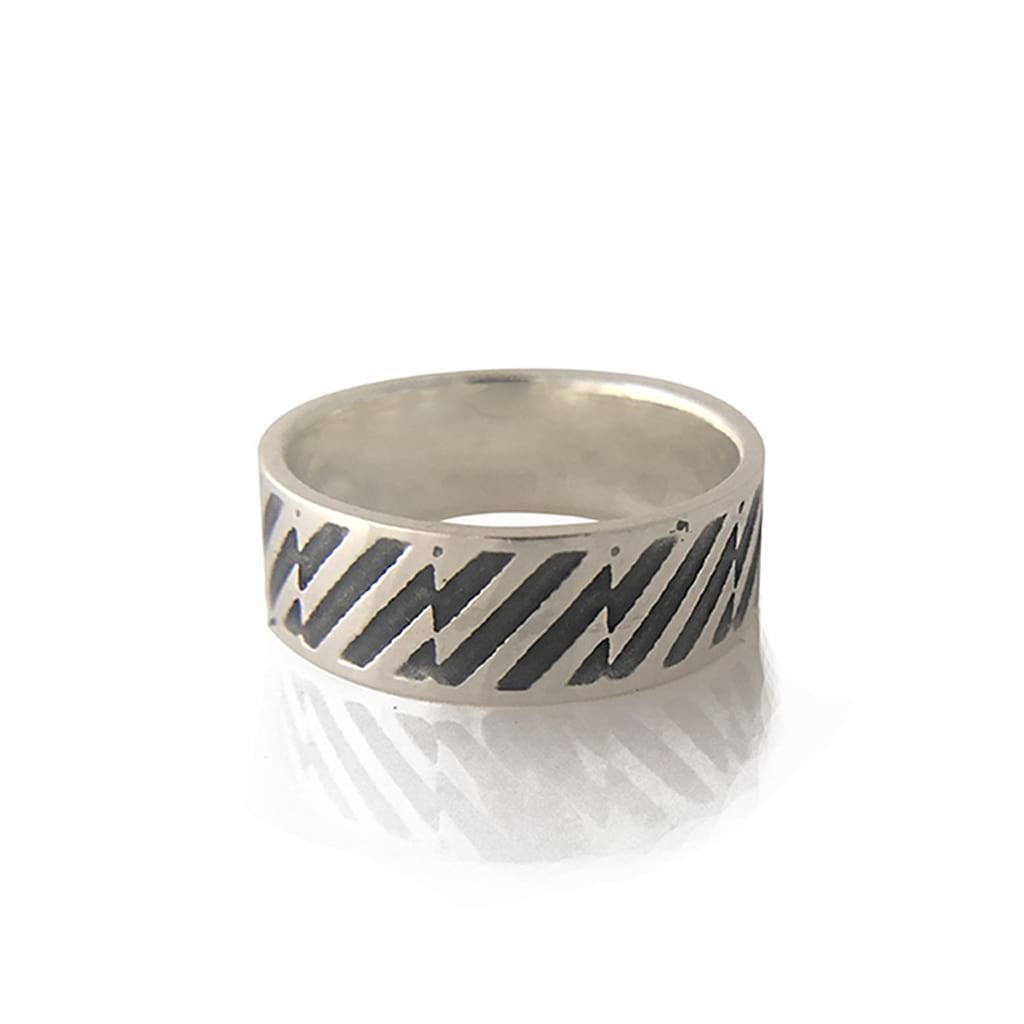 Unisex- 925-Sterling Silver-Oxidised-Ring