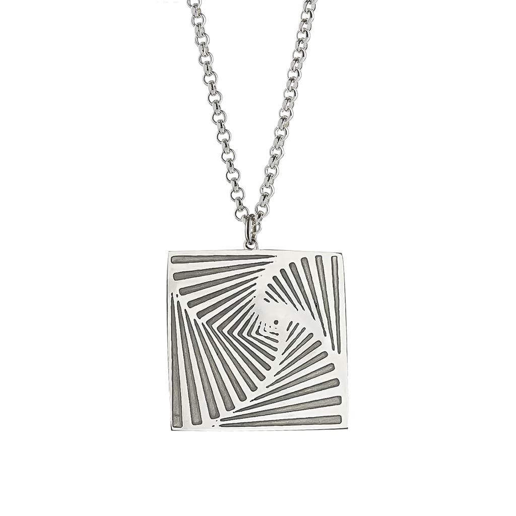 Silver Square Pendant polished hanging