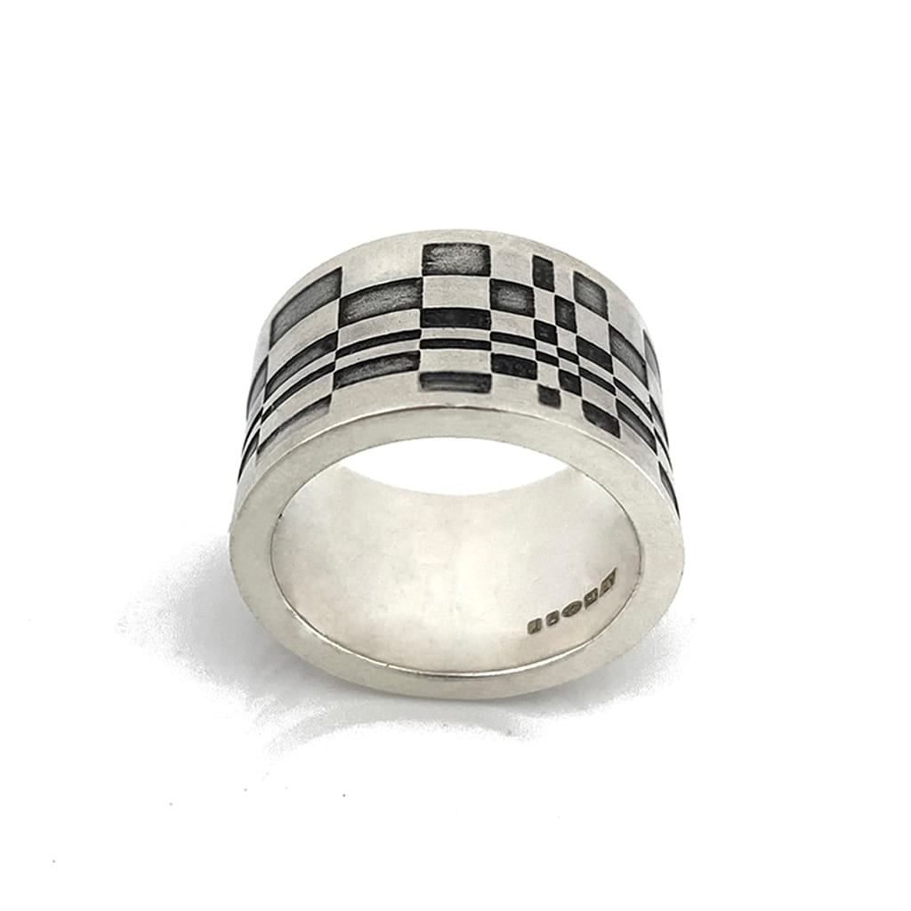 thumb silver ring geometric design details