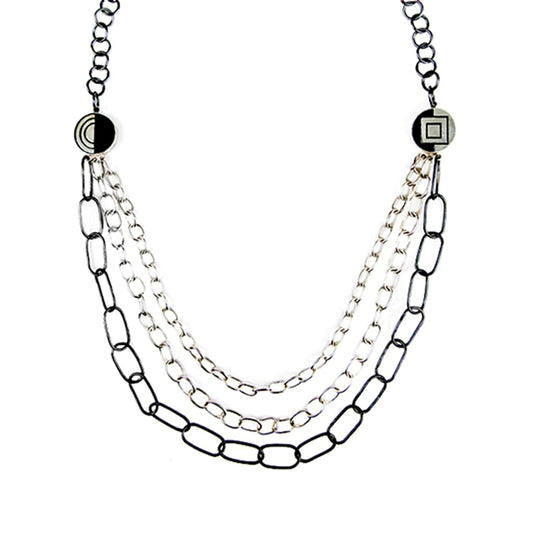 Silver Chain Necklace with Oxidised Details